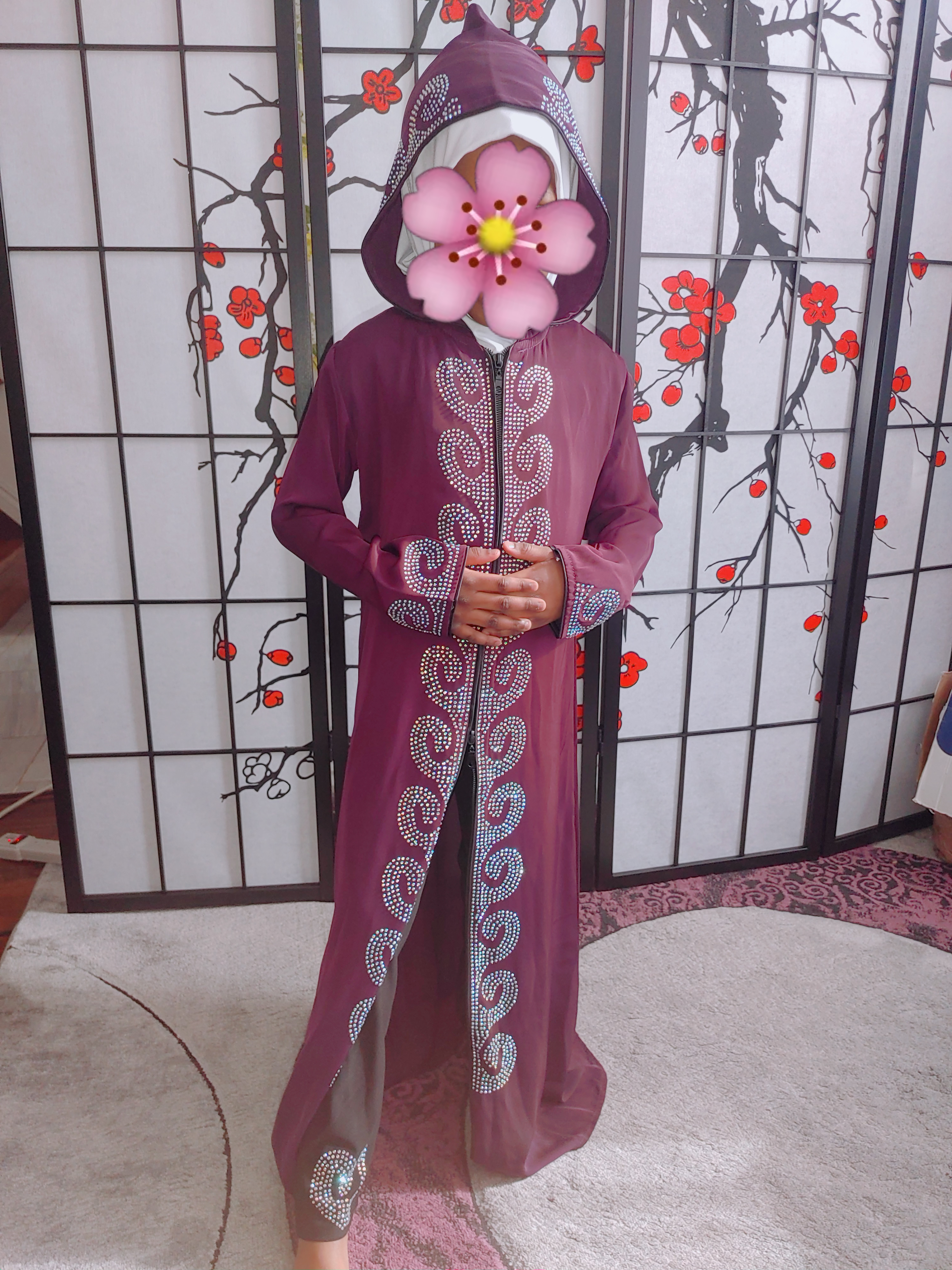 Kids Abaya with lovely stone design